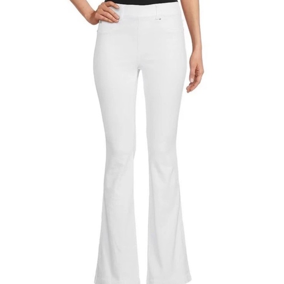 Spanx SPANXshape™ EveryWear Flare High Rise Jeans White Pull On Size L Tall - Picture 1 of 11